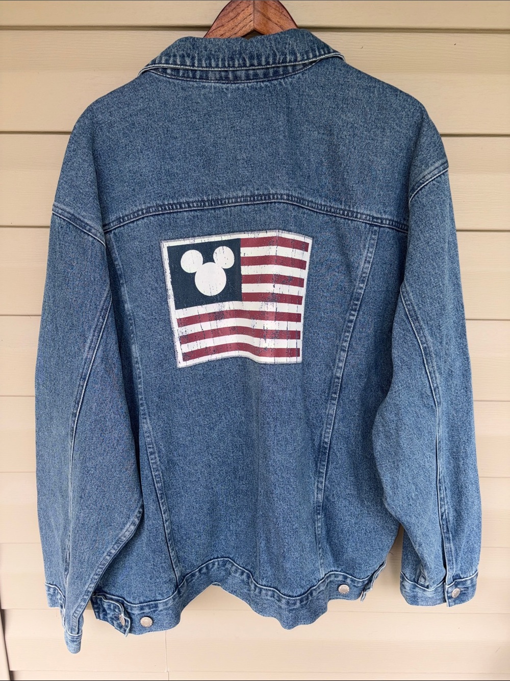 Vintage 90’s Disney Mickey Mouse American Flag Denim Jacket Trucker Americana